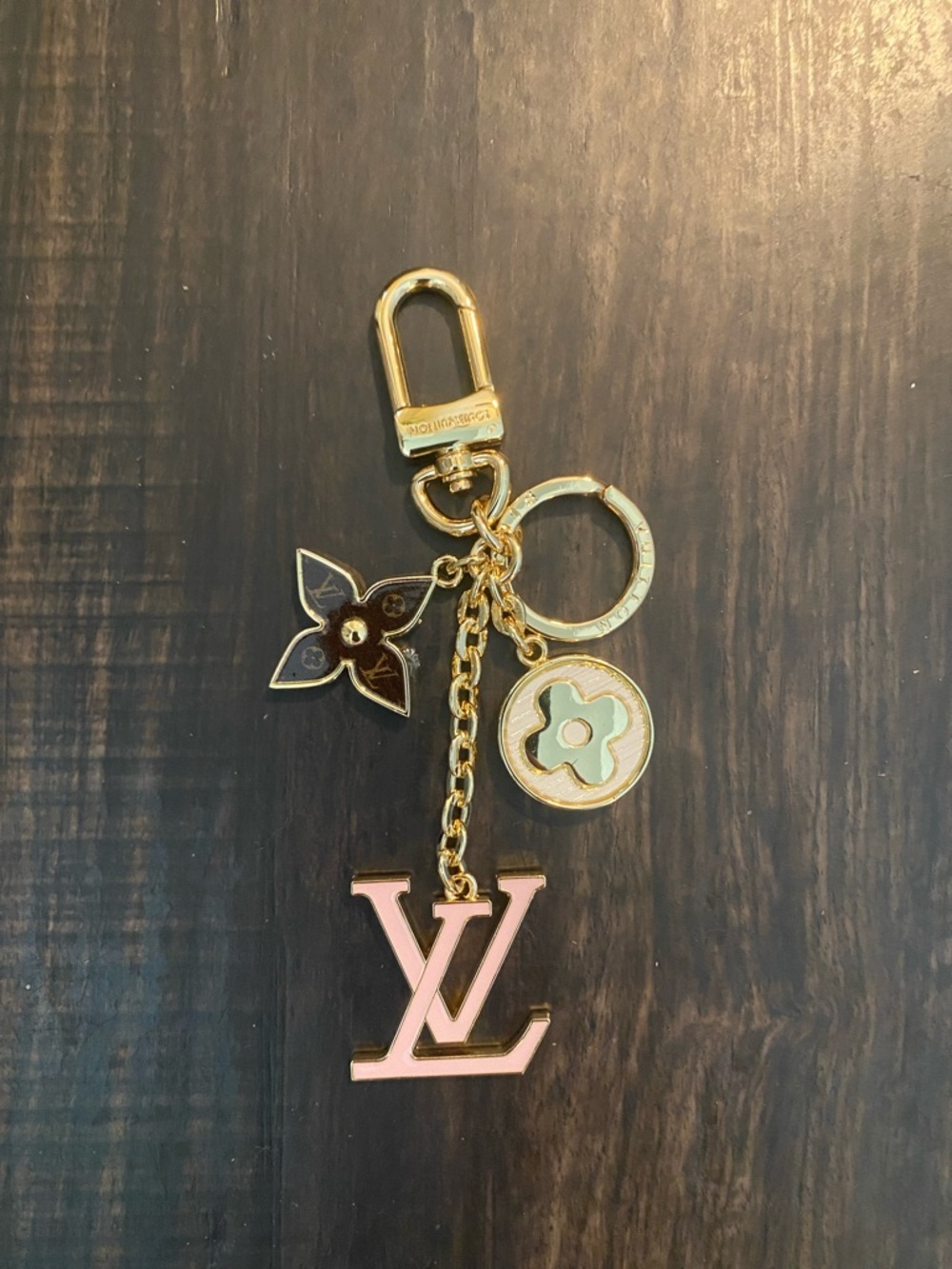 Louis Vuitton Pink & Gold Monogram LV Keychain Bag Charm - Picture 2 of 8